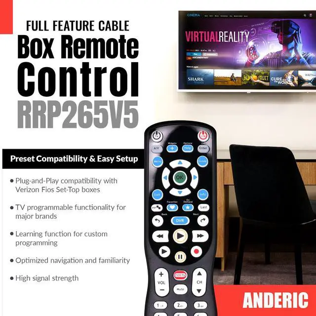 Alt view image 2 of 6 - RRP265V5 Replacement Remote Control Compatible with Verizon FiOS | 2-Device, Version 2/3/4/5 RC2655007/01, Work with All FiOS Systems and Set Top Boxes Replacement Controller