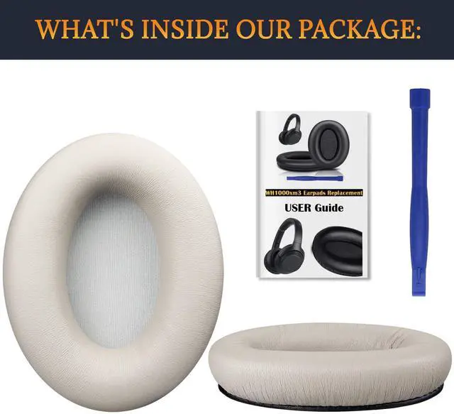 Alt view image 6 of 6 - Lambskin Professional Replacement Earpads Cushions for Sony WH-1000XM3 (WH1000XM3) Over-Ear Headphones, Ear Pads Cushions with Noise Isolation Foam, Added Thickness - Brilliant Gold