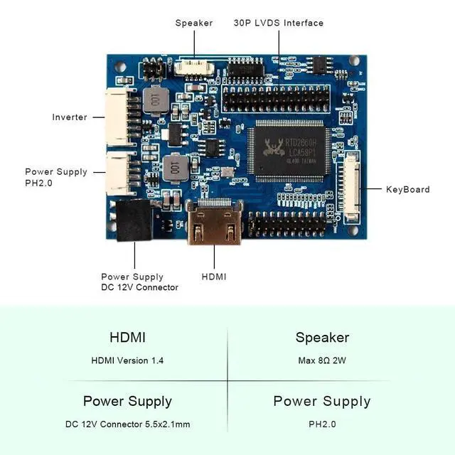 Alt view image 3 of 7 - Controller Board Fit for 14" 15.6" 1366x768 40Pin LVDS LCD Screen | b140xw03 v.0 N156B6 LP156WH4 TL B156XW02 LP140WH1 LP140WH3 TL LTN140AT02 LTN140AT07 B156XW04 B156XTN02.1