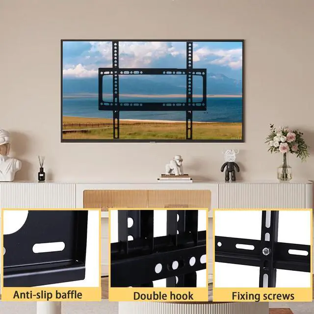 Alt view image 3 of 7 - Fixed TV Wall Mount for Most 26-63 inch Flat Panel/Curved TVs,Universal Low Profile Wall Mount TV Bracket for LED LCD OLED VESA 400X400mm up to 110Lbs (26-63 Inch)
