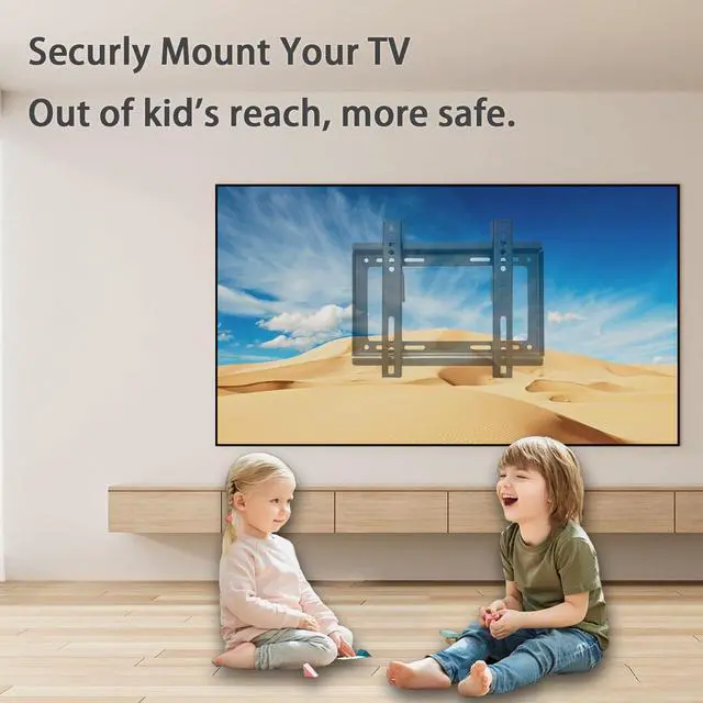 Alt view image 7 of 7 - Fixed TV Wall Mount for Most 26-63 inch Flat Panel/Curved TVs,Universal Low Profile Wall Mount TV Bracket for LED LCD OLED VESA 400X400mm up to 110Lbs (26-63 Inch)