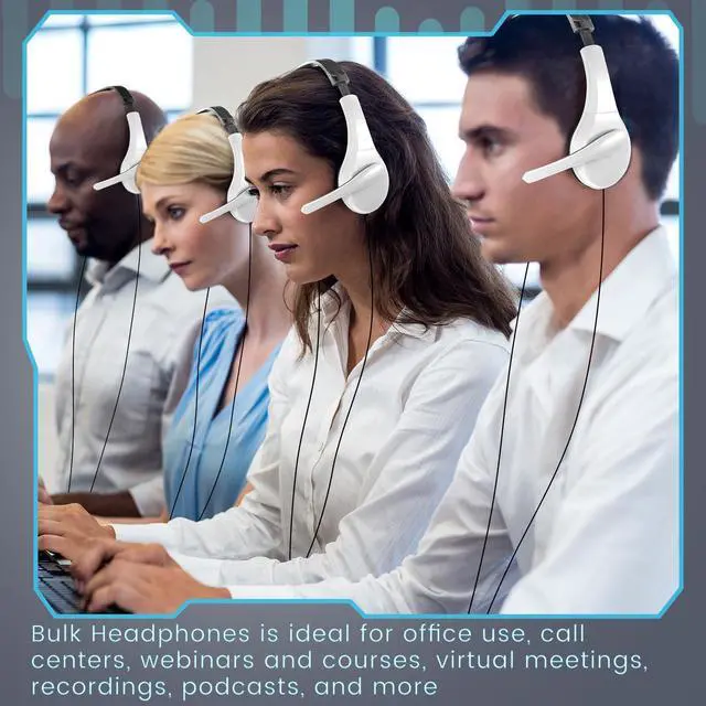 Alt view image 6 of 7 - 20 Pack Classroom Headphones with Microphone Bulk 3.5mm Adjustable Jack On Ear Bulk Headphones for Classroom Students Computer Laptop Office Home(White)