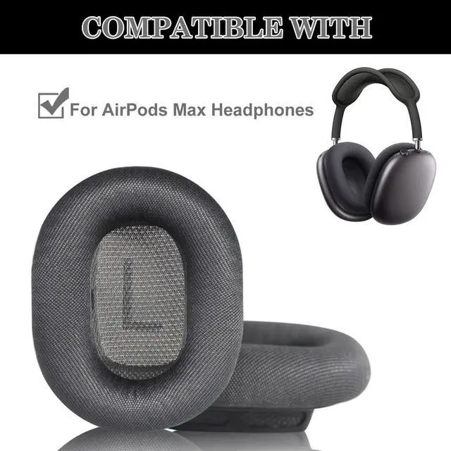 Alt view image 2 of 6 - Protein Leather Ear Cushions for AirPods Max Headphones, AirPods Max EarPads, Ear Pads Covers Made of Protein Leather and Memory Foam (Space Gray)