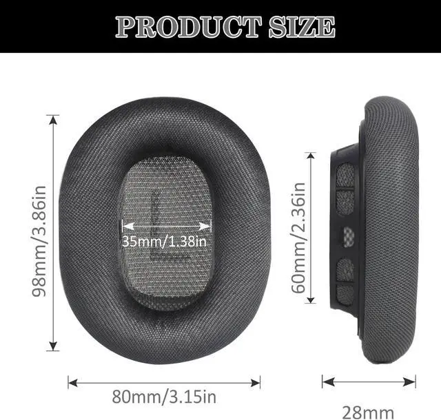 Alt view image 4 of 6 - Protein Leather Ear Cushions for AirPods Max Headphones, AirPods Max EarPads, Ear Pads Covers Made of Protein Leather and Memory Foam (Space Gray)