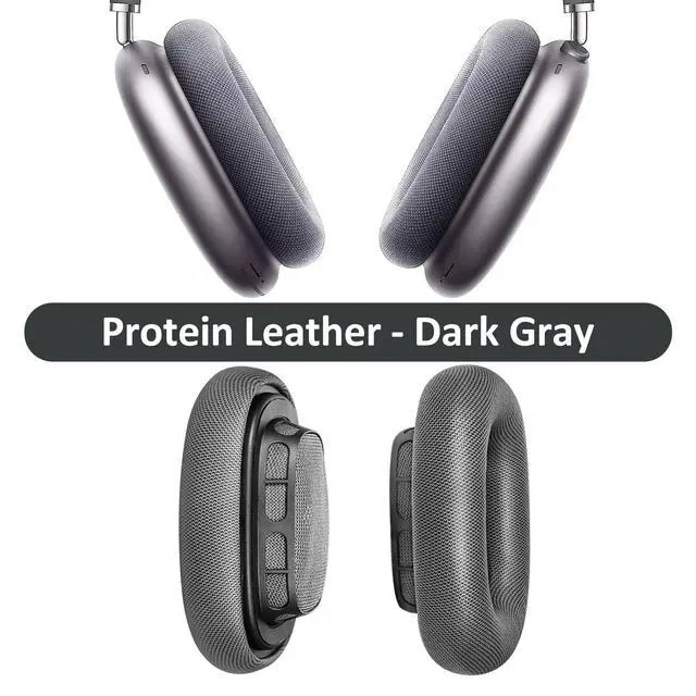 Alt view image 5 of 6 - Protein Leather Ear Cushions for AirPods Max Headphones, AirPods Max EarPads, Ear Pads Covers Made of Protein Leather and Memory Foam (Space Gray)