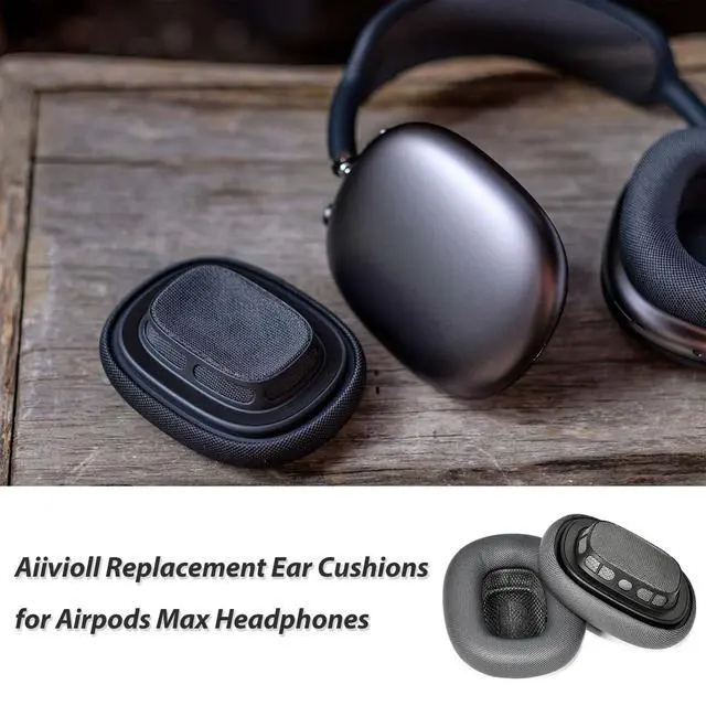 Alt view image 6 of 6 - Protein Leather Ear Cushions for AirPods Max Headphones, AirPods Max EarPads, Ear Pads Covers Made of Protein Leather and Memory Foam (Space Gray)