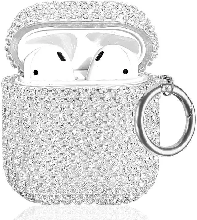 Main image of Glitter Case Compatible with AirPods 2nd / 1st Generation, Sparkling Diamond Case for AirPods 2 Case Bling Rhinestones Case Cover for Women, Shockproof Protective Cute Cover with Keychain