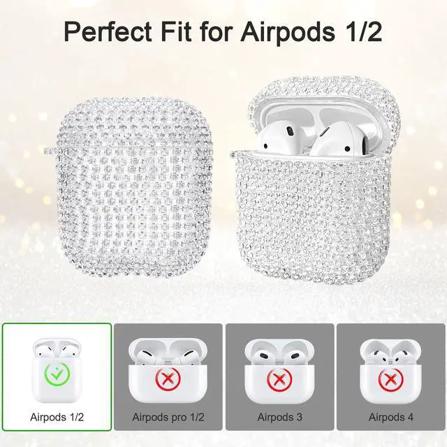 Alt view image 2 of 6 - Glitter Case Compatible with AirPods 2nd / 1st Generation, Sparkling Diamond Case for AirPods 2 Case Bling Rhinestones Case Cover for Women, Shockproof Protective Cute Cover with Keychain