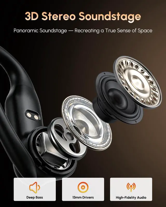 Alt view image 2 of 7 - MS219 Wireless Earbuds, Bluetooth 6.0 Earbuds with Ear Hooks, 48H Playtime with 10-Min Fast Charge, LED Power Display, IPX5 Waterproof Bluetooth Headphones for Running, Workout and Gym