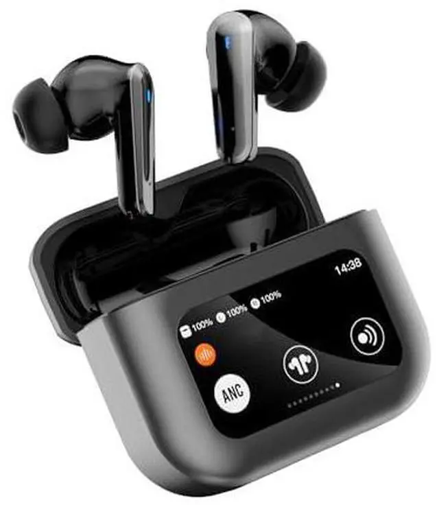 Main image of Sports Wireless Headphones LCD Full-Color Touch Screen Bluetooth 5.4 Earbuds Charging Case Headset Earphones with HD Mic for Workout Driving Walking Running (Black)