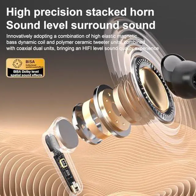 Alt view image 4 of 7 - Sports Wireless Headphones LCD Full-Color Touch Screen Bluetooth 5.4 Earbuds Charging Case Headset Earphones with HD Mic for Workout Driving Walking Running (Black)