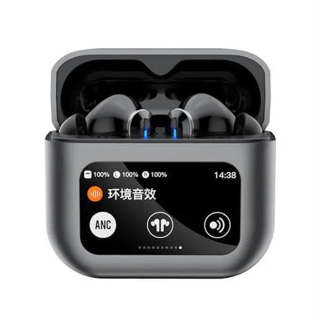 Alt view image 5 of 7 - Sports Wireless Headphones LCD Full-Color Touch Screen Bluetooth 5.4 Earbuds Charging Case Headset Earphones with HD Mic for Workout Driving Walking Running (Black)