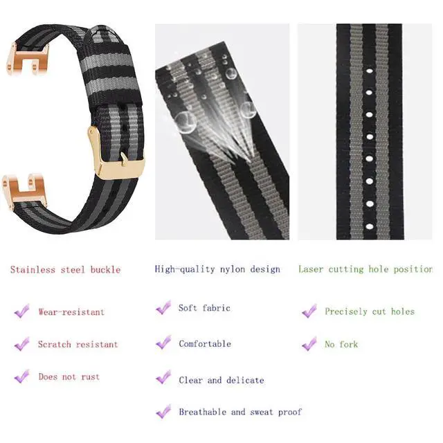 Alt view image 3 of 7 - Bands Fit for Garmin Lily Bands Women with 2x Screws and Wrench Removal Tools, 14.2mm Width Soft Nylon Replacement Watch Straps Fit for Garmin LilY Women Smartwatch