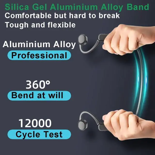 Alt view image 5 of 6 - Swimming Headphones Bone Conduction Open Ear Headset MP3 Player Built-in 32G Memory IP68 Underwater Waterproof Stereo Bluetooth Earphone LED Screen for Driving Bicycling Running Skiing-S10 Black