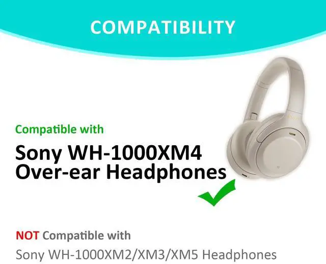 Alt view image 2 of 7 - Ear Pads Replacement for Sony WH-1000XM4 - Silver Earpads for Sony WH1000XM4 Noise Canceling Wireless Headphones, Premium Protein Leather (Silver)