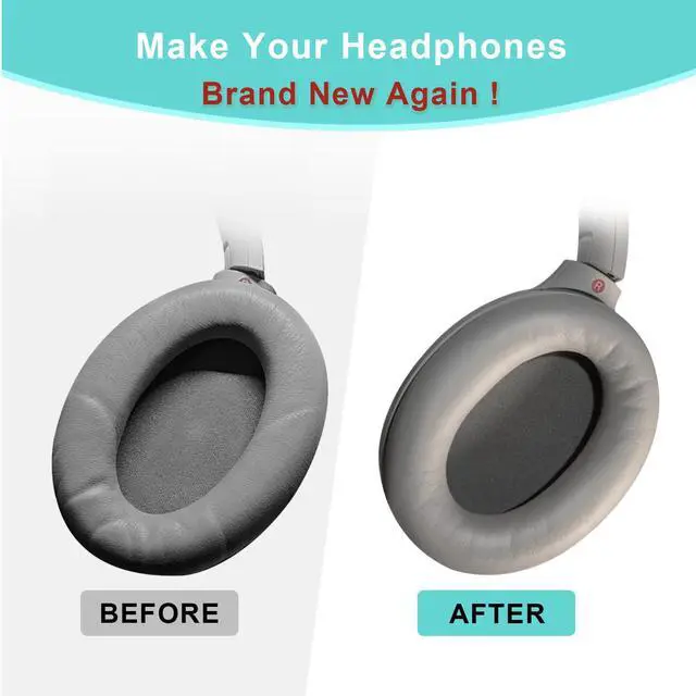 Alt view image 5 of 7 - Ear Pads Replacement for Sony WH-1000XM4 - Silver Earpads for Sony WH1000XM4 Noise Canceling Wireless Headphones, Premium Protein Leather (Silver)