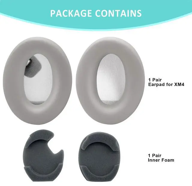Alt view image 7 of 7 - Ear Pads Replacement for Sony WH-1000XM4 - Silver Earpads for Sony WH1000XM4 Noise Canceling Wireless Headphones, Premium Protein Leather (Silver)