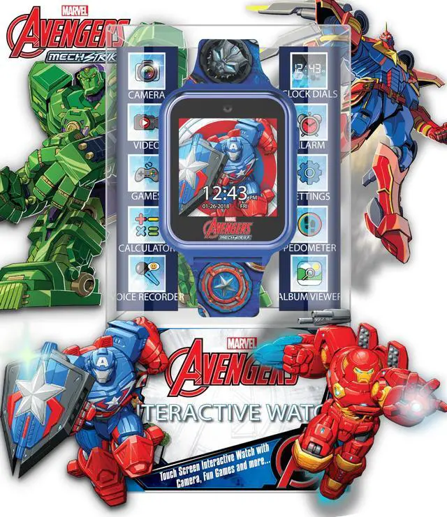 Alt view image 2 of 6 - Marvel Avengers Kids Smart Watch - Touchscreen with Mech Strike Heroes, Games, Selfie Camera, Step Tracker, Timer, and Alarm - Fits Wrists 5.5" to 8.0"