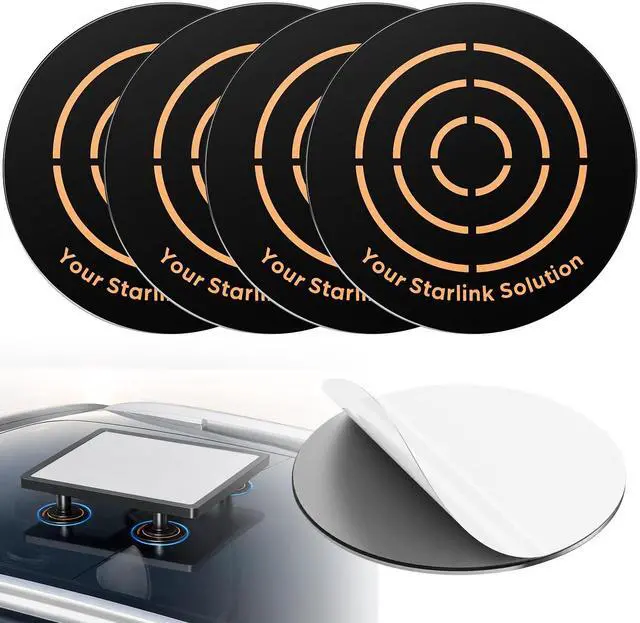 Main image of 4PCS Starlin Mini/Gen 3 Magnetic Metal Plate, 3M Adhesive Metal Plate for Magnetic Mount for Starlin Mini/Gen 3/4/4X, Magnetic Mounting Plate for Car Truck SUV Glass Aluminum Vehicle Roof