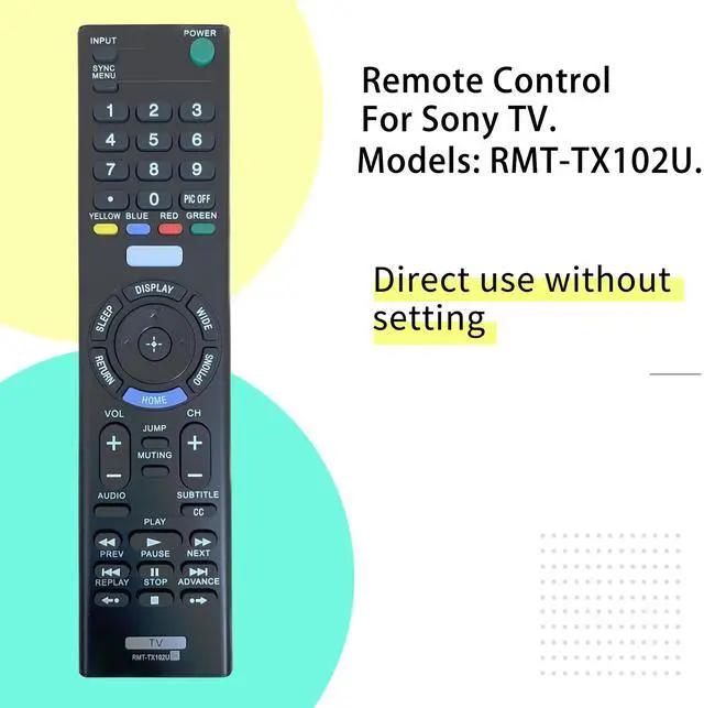 Alt view image 3 of 4 - RMT-TX102U Replacement Remote Control for Sony TV RMT-TX100U RMT-TX300U 32R500C 40R510C 48R510C KDL40R510C KDL-55W800C KDL40R530C KDL-48W650D KDL-40W650D KDL-32W600D KDL-48R530C KDL-48R550C