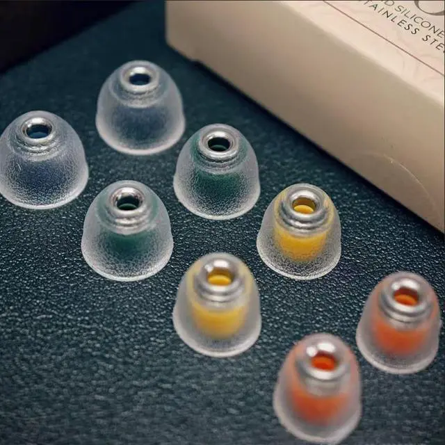 Alt view image 3 of 7 - Tang Sancai Noble Earbud Tips, Replaceable Stainless Steel IEM Eartips, Liquid Silicone Medical Grade Hypoallergic Ear Plugs for in-Ear Monitor (M- 4 Pairs)