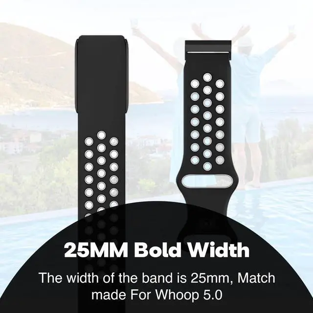 Alt view image 3 of 6 - Whoop 5.0 Compatible Silicone Strap Adjustable Sport-Inspired Band, Breathable & Lightweight Replacement Wristband for Men & Women