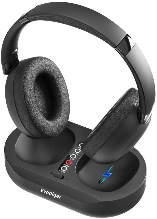 Main image of Wireless TV Headphones for Seniors, TV Headphones Wireless with Transmitter Charging Base, Comfortable Over-Ear, Long Battery Life, Easy Volume Control, Ideal for Elderly & Late-Night TV Watching