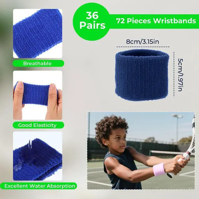 Alt view image 2 of 7 - 72 Pcs(36 Pairs) Sports Wristbands for Kids Bulk, Wrist Sweatbands for Kids, Neon Sports Wristband for Children, Fan Wristband for Summer Camp, Soccer, Football, Basketball, Party Favors