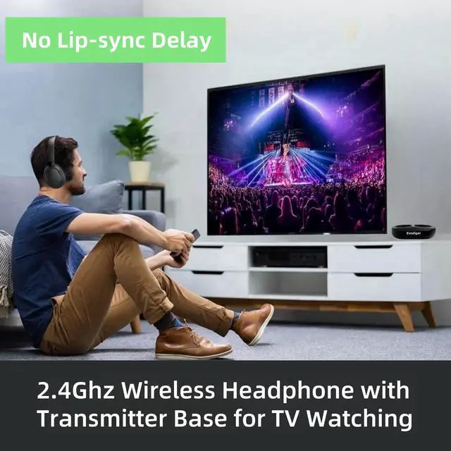 Alt view image 4 of 7 - Wireless TV Headphones for Seniors, TV Headphones Wireless with Transmitter Charging Base, Comfortable Over-Ear, Long Battery Life, Easy Volume Control, Ideal for Elderly & Late-Night TV Watching