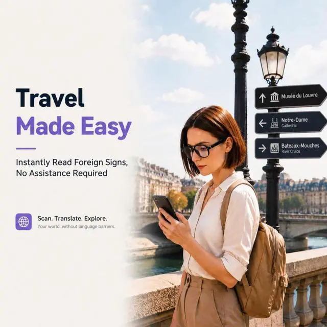 Alt view image 6 of 7 - AI Smart Glasses for Men Women Real-Time Translation Open-Ear Audio | 160+ Languages Photochromic Lenses AI Assistant Touch Control Bluetooth Glasses with Hands-Free Calls Travel Trade Business