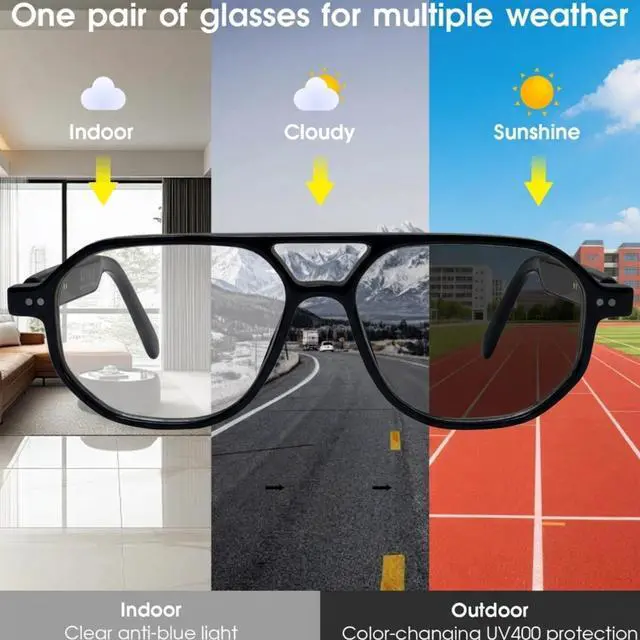 Alt view image 5 of 7 - AI Smart Glasses for Men Women Real-Time Translation Open-Ear Audio | 160+ Languages Photochromic Lenses AI Assistant Touch Control Bluetooth Glasses with Hands-Free Calls Travel Trade Business