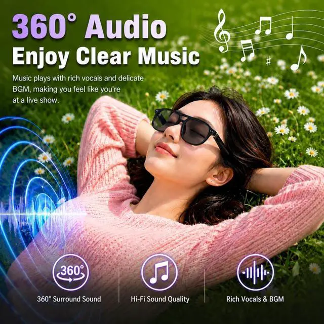 Alt view image 7 of 7 - AI Smart Glasses for Men Women Real-Time Translation Open-Ear Audio | 160+ Languages Photochromic Lenses AI Assistant Touch Control Bluetooth Glasses with Hands-Free Calls Travel Trade Business