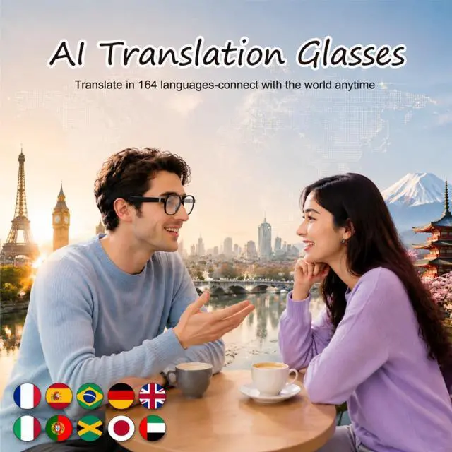 Alt view image 4 of 7 - AI Smart Glasses for Men Women Real-Time Translation Open-Ear Audio | 160+ Languages Photochromic Lenses AI Assistant Touch Control Bluetooth Glasses with Hands-Free Calls Travel Trade Business