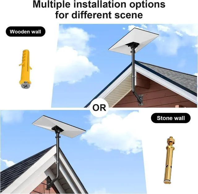Alt view image 6 of 6 - Starlink Standard 4 Mount, 24" Heavy Duty Wall & Roof Pole Mounting Kit | Long Wall Mount with Adjustable Pipe Adapter, Pivot Base for Angle Adjustment, Fit Gen 4(V4),Gen 3(V3), Weatherproog Iron