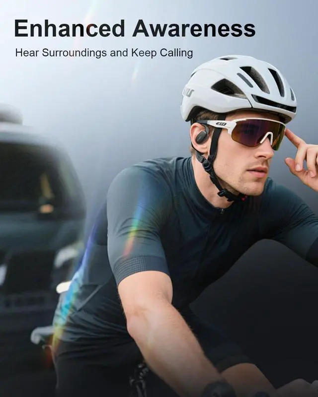 Alt view image 7 of 7 - Open Ear Earbuds,Wireless Bluetooth Headphones with Earhooks,Lightweight Comfort,AI Clear Calls,Powerful Sound,40H Playtime Sport Earbuds Waterproof for Running Office Fitness Black