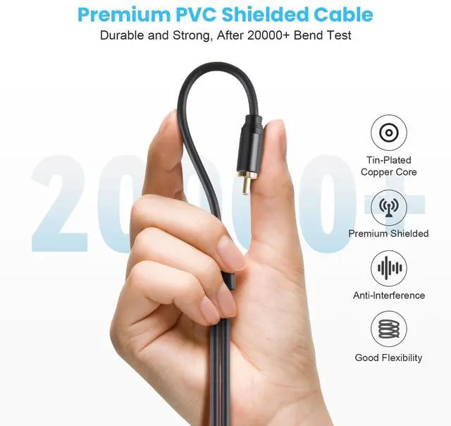 Alt view image 5 of 7 - RCA Y Splitter, 1 Male to 2 Female Audio Y Cables (2 Pack), 24K Gold-Plated, Subwoofer Cable for Subs,Amplifiers, TV, Home Theater, Hi-Fi Systems (12, Inches)