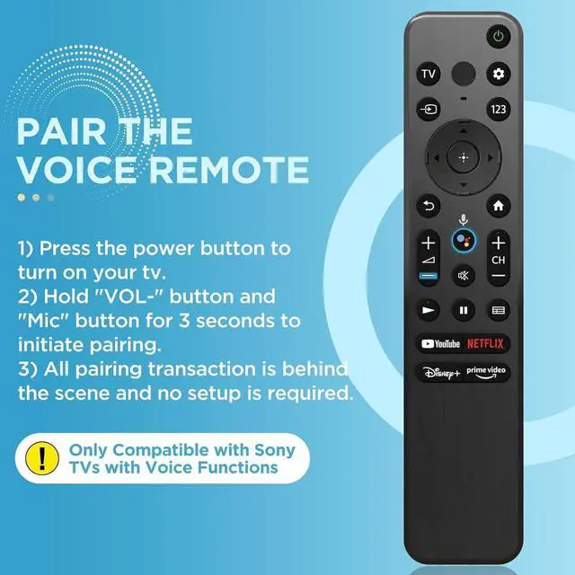 Alt view image 4 of 7 - Smart Voice Remote Control RMF-TX800U Compatible with Sony A80K X80K X95K X90K X85K 4K 8K 2022 XR-65A80K RMF-TX900U HDR LED Smart TV