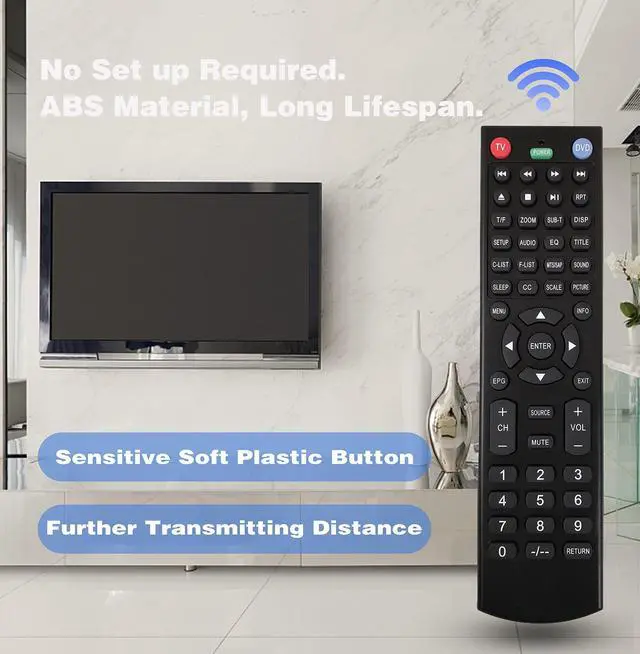 Alt view image 2 of 5 - Replacement Remote Control for Jensen TV JTV2815DC JTV19DC JTV1917DVDC JE4208 JE5015 JE1911 JE3211 JE2414 JE2417 JE2814 JE2815 JE3208 JE3217 JE4015 JE4815 JE2608WV