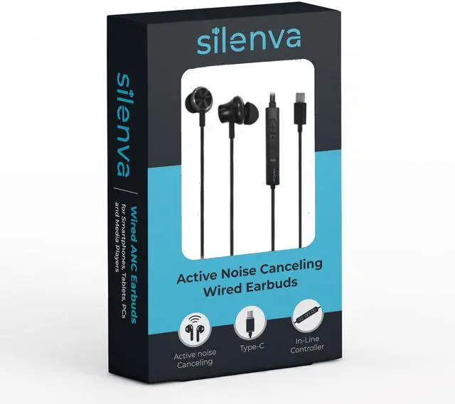 Main image of Active Noise Canceling Earbuds Wired, USB-C, ANC Earbuds, Zero Latency Earbuds, Black IPX4 Sweatproof & Water-Resistant Gaming Earphones - iPhone 17/16/15, Samsung S24, Steam Deck, PC, Laptop