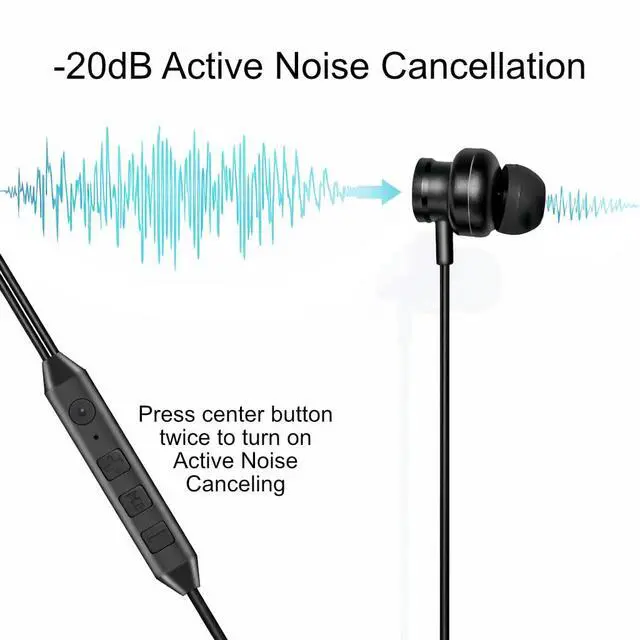 Alt view image 3 of 7 - Active Noise Canceling Earbuds Wired, USB-C, ANC Earbuds, Zero Latency Earbuds, Black IPX4 Sweatproof & Water-Resistant Gaming Earphones - iPhone 17/16/15, Samsung S24, Steam Deck, PC, Laptop