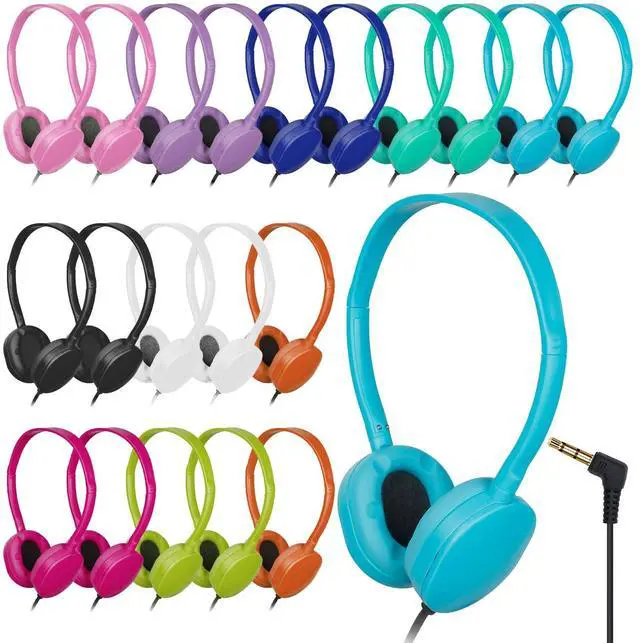 Main image of 20 Pack Bulk Headphones Multi Color | Classroom School, Wholesale Durable Earphones, For Students Teens Children and Adult
