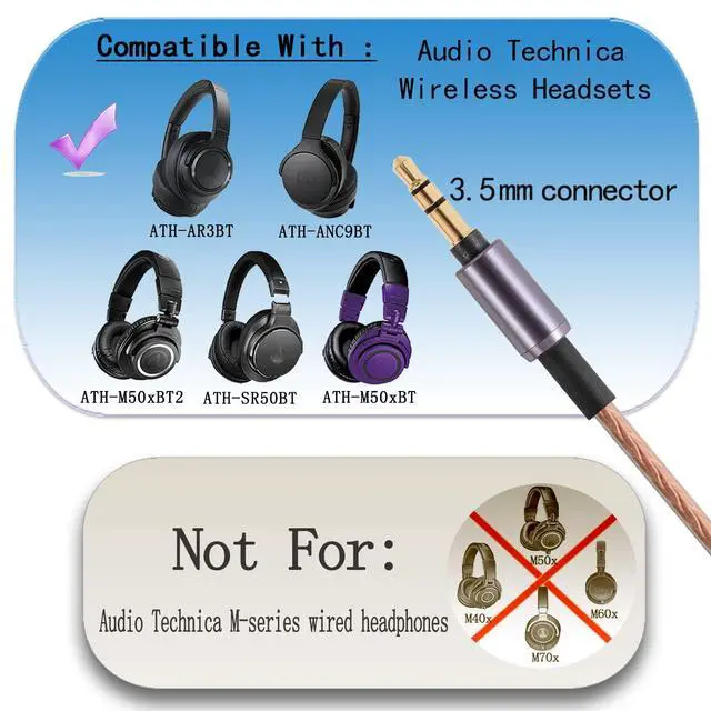 Alt view image 4 of 6 - WH-1000XM5 Balanced Cable Replacement for Sony WH-1000XM3 XM4 H900N Technica ATH-M50xBT ANC9 Headsets Works on NW-WM1A ZX300A Digital Music Players 4.9ft(4.4mm Plug)