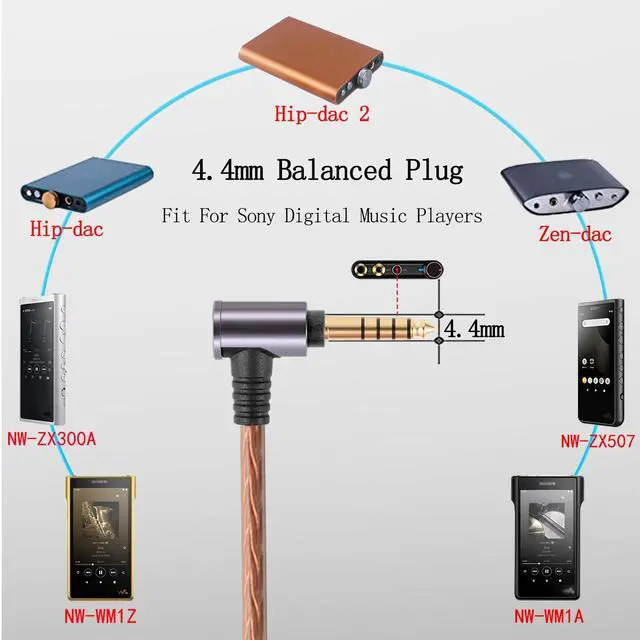 Alt view image 5 of 6 - WH-1000XM5 Balanced Cable Replacement for Sony WH-1000XM3 XM4 H900N Technica ATH-M50xBT ANC9 Headsets Works on NW-WM1A ZX300A Digital Music Players 4.9ft(4.4mm Plug)