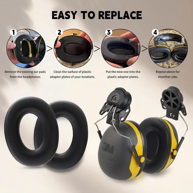 Alt view image 4 of 5 - Upgraded Replacement Foam Ear Pads for 3M WorkTunes Connect (90543, 90544, 90542, 90541, 90507) & ZOHAN EM042 Radio Headphones (037, 027, 033) Comfortable Hearing Protection Cushions (2-Pack)