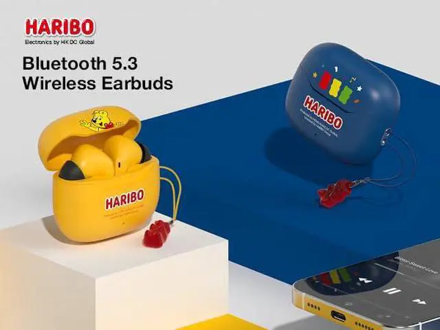 Alt view image 2 of 7 - Haribo Wireless Earbuds, Bluetooth 5.3 TWS, 13mm Bass Driver, ENC Noise Reduction, IPX4, USB-C Charging, Gummy Bear Style
