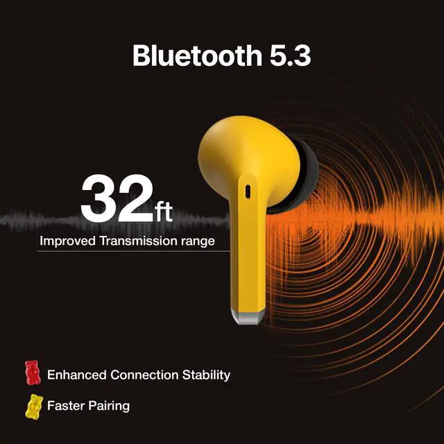 Alt view image 4 of 7 - Haribo Wireless Earbuds, Bluetooth 5.3 TWS, 13mm Bass Driver, ENC Noise Reduction, IPX4, USB-C Charging, Gummy Bear Style