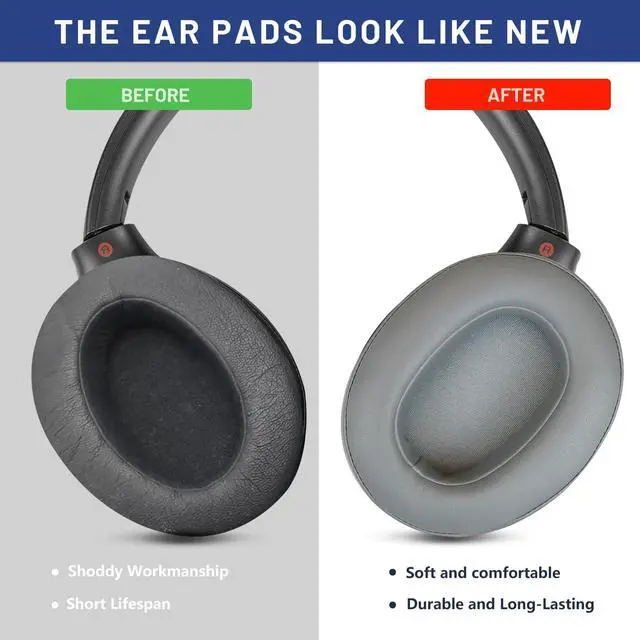 Alt view image 5 of 6 - Replacement Earpads for Sony WH-XB900N(WH-XB900) Headphones,Ear Pads Cushions with Noise Isolation Memory Foam,Soft Protein Leather-Grey