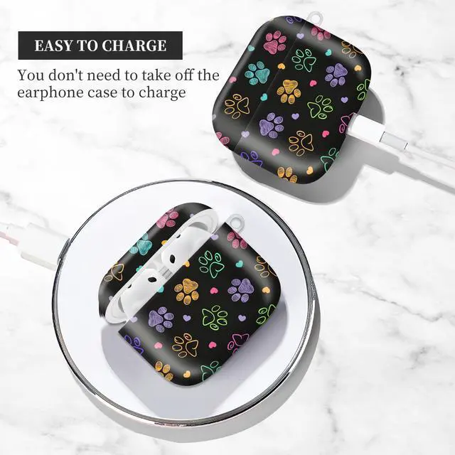 Alt view image 3 of 6 - Case Compatible with AirPod 4th Generation 2024,Shockproof Protective Case Cover with Keychain for Women Men,Wireless Accessorie Charging Cases for Airpod 4th - Colorful Doodle Paw