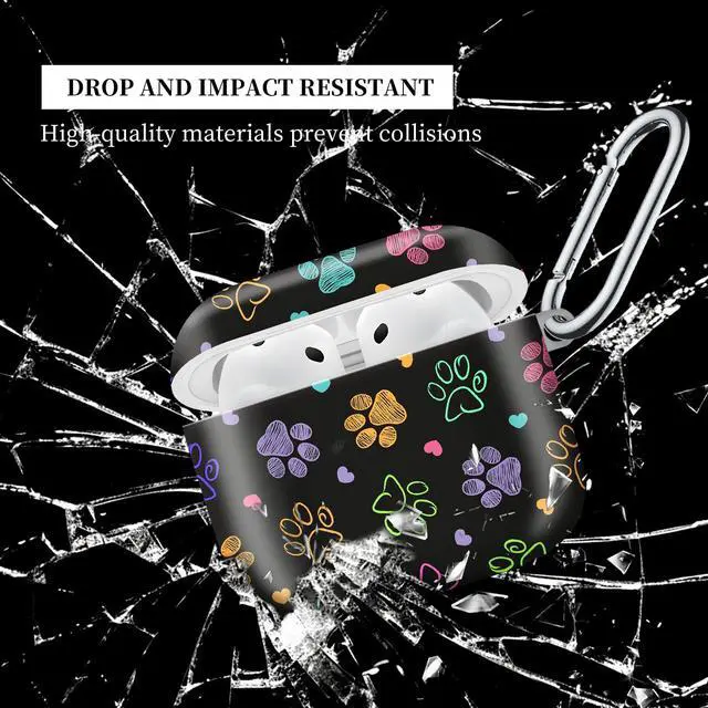 Alt view image 5 of 6 - Case Compatible with AirPod 4th Generation 2024,Shockproof Protective Case Cover with Keychain for Women Men,Wireless Accessorie Charging Cases for Airpod 4th - Colorful Doodle Paw