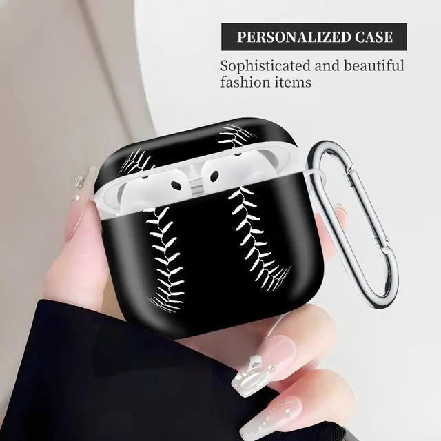 Alt view image 4 of 6 - Case Compatible with AirPod 4th Generation 2024,Shockproof Protective Case Cover with Keychain for Women Men,Wireless Accessorie Charging Cases for Airpod 4th - Baseball Sport Softball American